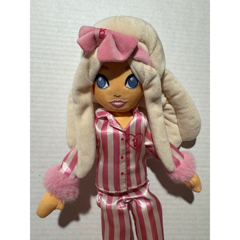 Plush Pajama Barbie Pink Stripe Sleepy Girl Stuffed Animal Toy - Picture 4 of 4